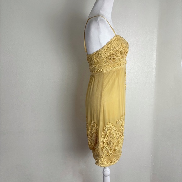 Sue Wong Embroidered Yellow Silk Cocktail Dress | Size 2 - Picture 4 of 9